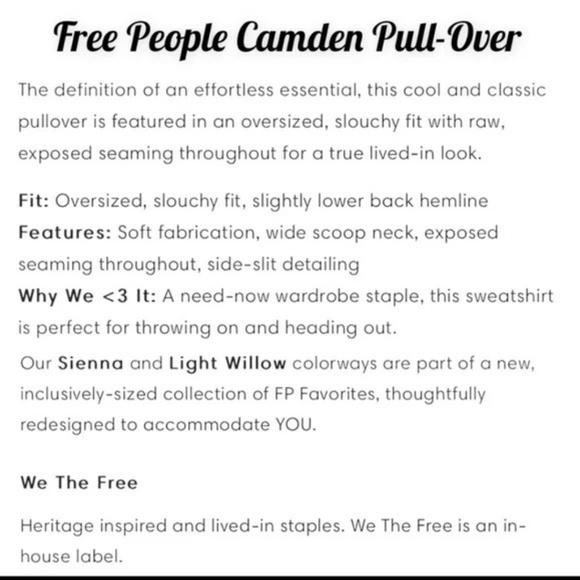 Free People We the Free Camden sweatshirt  off white - Small - Picture 6 of 10